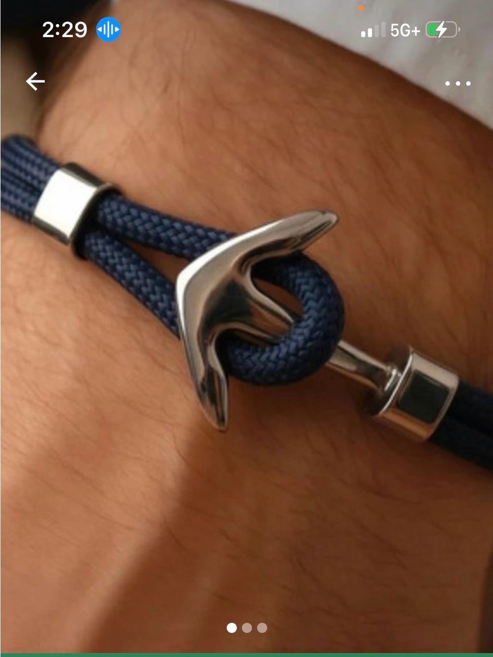 Roper Navy and Silver Anchor Rope Bracelet